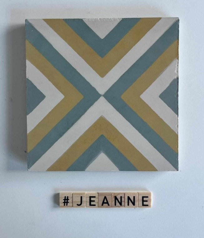 Motif Jeanne : carreau de ciment de la galerie de l'atelier